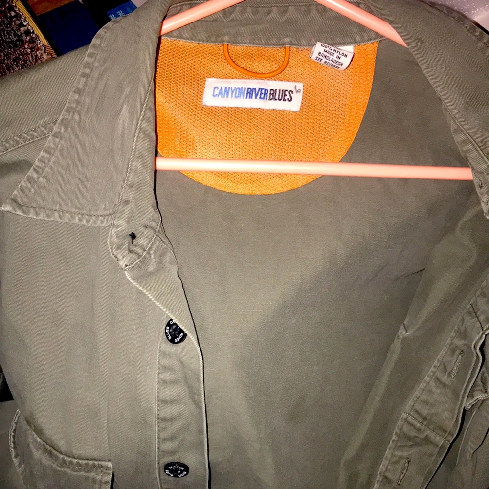 Army jacket vintage long sleeve removable sleeves